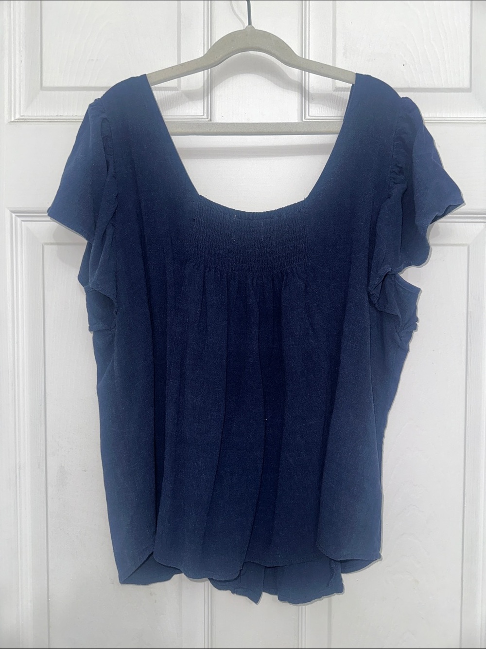 Universal Thread Navy Button-Front Ruffle Sleeve Top - Picture 4 of 5